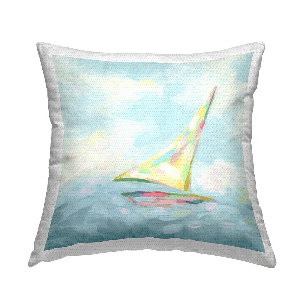 Flowing Sailboat Abstract Design by June Erica Vess Outdoor Printed Pillow